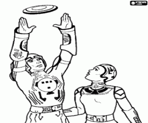 desenho de Tron e Yori com o disco de luz para colorir