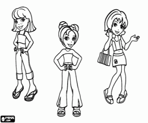 desenho de Três amigas de Polly em PollyWorld para colorir