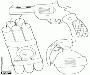 desenho de Três armas pequenas para colorir