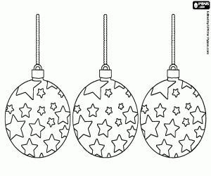 desenho de Três bolas de Natal com estrelas para colorir