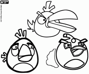 desenho de Três dos pássaros de Angry Birds para colorir
