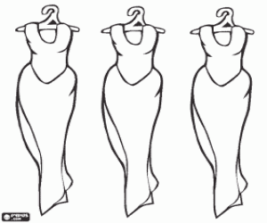 desenho de Três elegantes vestidos de noite para colorir