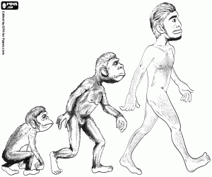 desenho de Três etapas, a evolução humana para colorir