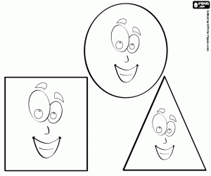 desenho de Três formas geométricas básicas sorrindo para colorir