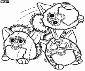 desenho de Três Furbys engraçados para colorir