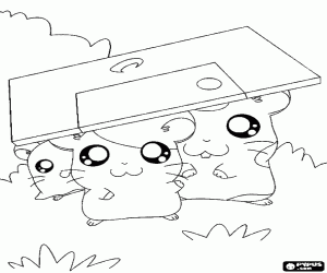 desenho de Três hamsters com proteção para colorir