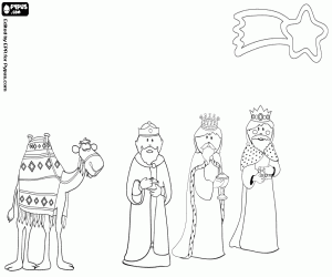desenho de Os três reis começam a rota para colorir
