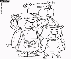 desenho de Os três ursos, a família Urso para colorir