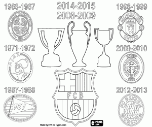 desenho de Tríplices coroas do FC Barcelona para colorir