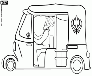 desenho de Tuk Tuk, autorickshaw da Índia para colorir
