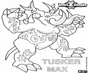 desenho de Tusker Max, elefante Invizimal para colorir