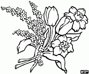 desenho de Um buquê de flores diferentes para colorir