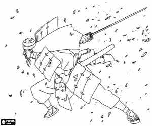 desenho de Um guerreiro samurai na luta para colorir