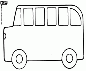 desenho de Um pequeno ônibus visto de lado para colorir