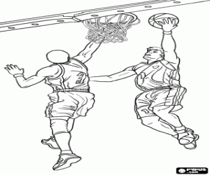 desenho de Uma ação de jogo de basquete para colorir