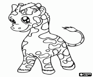 desenho de Uma girafa jovens, uma girafa bebé para colorir