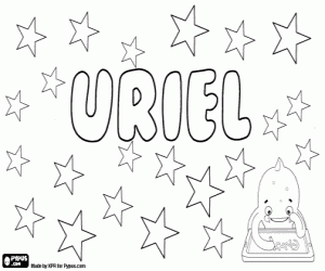 desenho de Uriel, nome em vários idiomas para colorir