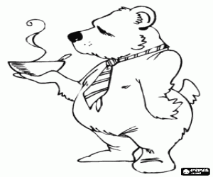 desenho de O urso e a tigela de sopa para colorir