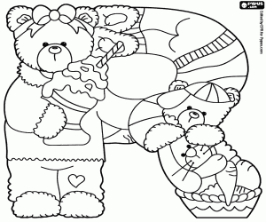 desenho de Dois ursos e um coelho, a letra R para colorir