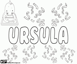 desenho de Ursula, nome em vários idiomas para colorir
