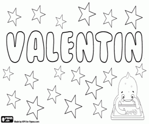 desenho de Valentin, nome próprio masculino para colorir