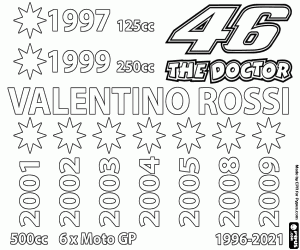 desenho de Valentino Rossi, piloto lendário para colorir