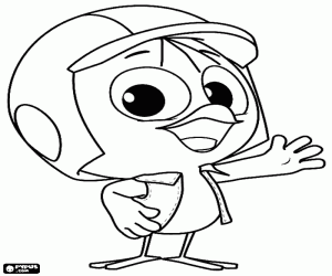 desenho de Valeriano, o pintinho com capacete para colorir