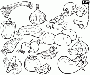 desenho de Variedade de vegetais nutritivos para colorir