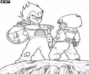desenho de Vegeta e Son Gohan, filho de Goku para colorir
