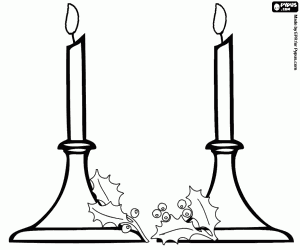 desenho de Velas e candelabros em Natal para colorir