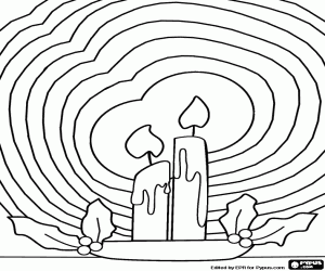 desenho de Velas de Natal brilhantes para colorir