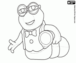 desenho de Um verme curioso, um brinquedo para colorir