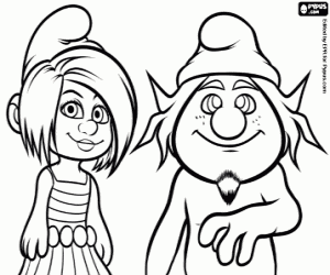 desenho de Vexy e Hackus, Smurfs o filme para colorir