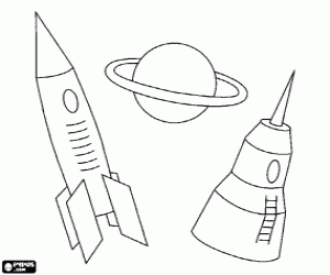 desenho de Viagem espacial a Saturno para colorir