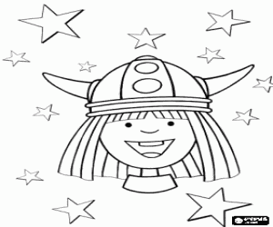 desenho de Vickie o Viking sorrindo para colorir