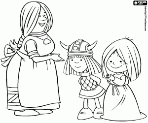 desenho de Vicky, Ylvi e Ylva para colorir