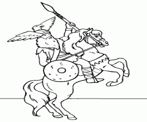desenho de Viquingue montado em seu cavalo para colorir