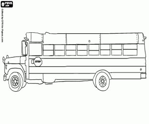 desenho de Vista de um ônibus escolar antigo para colorir