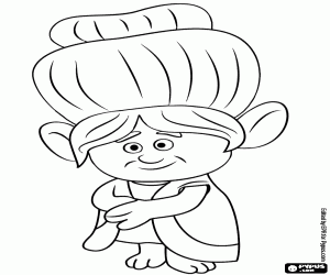 desenho de Vovó Rosiepuff, a mais velha troll para colorir