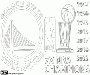 desenho de Warriors, Campeões da NBA de 2022 para colorir
