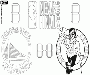 desenho de Warriors-Celtics, Finais da NBA 2022 para colorir