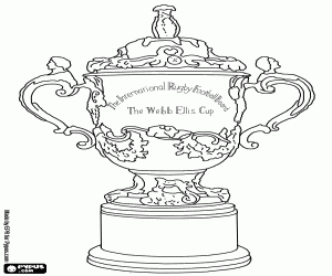 desenho de Webb Ellis Cup, um troféu de rugby para colorir