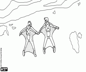 desenho de Wingsuit em vôo, um esporte radical para colorir