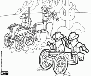 desenho de Xerife e bandidos, Lego Far West para colorir