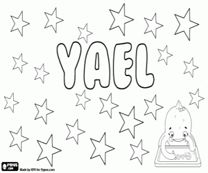 desenho de Yael, nome em vários idiomas para colorir