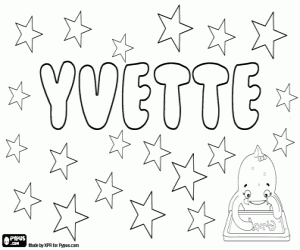 desenho de Yvette, nome francês e inglês para colorir