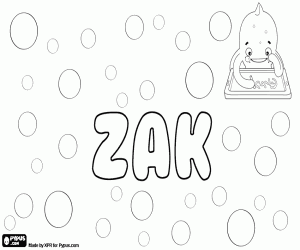 desenho de Zak, diminutivo nome masculino para colorir
