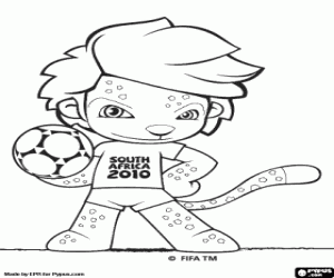 desenho de Zakumi, o mascote da Copa do mundo de 2010 para colorir