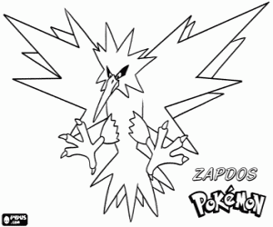 desenho de Zapdos, um pássaro de Pokemon para colorir