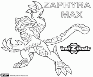 desenho de Zaphyra Max, um Invizimals felino para colorir